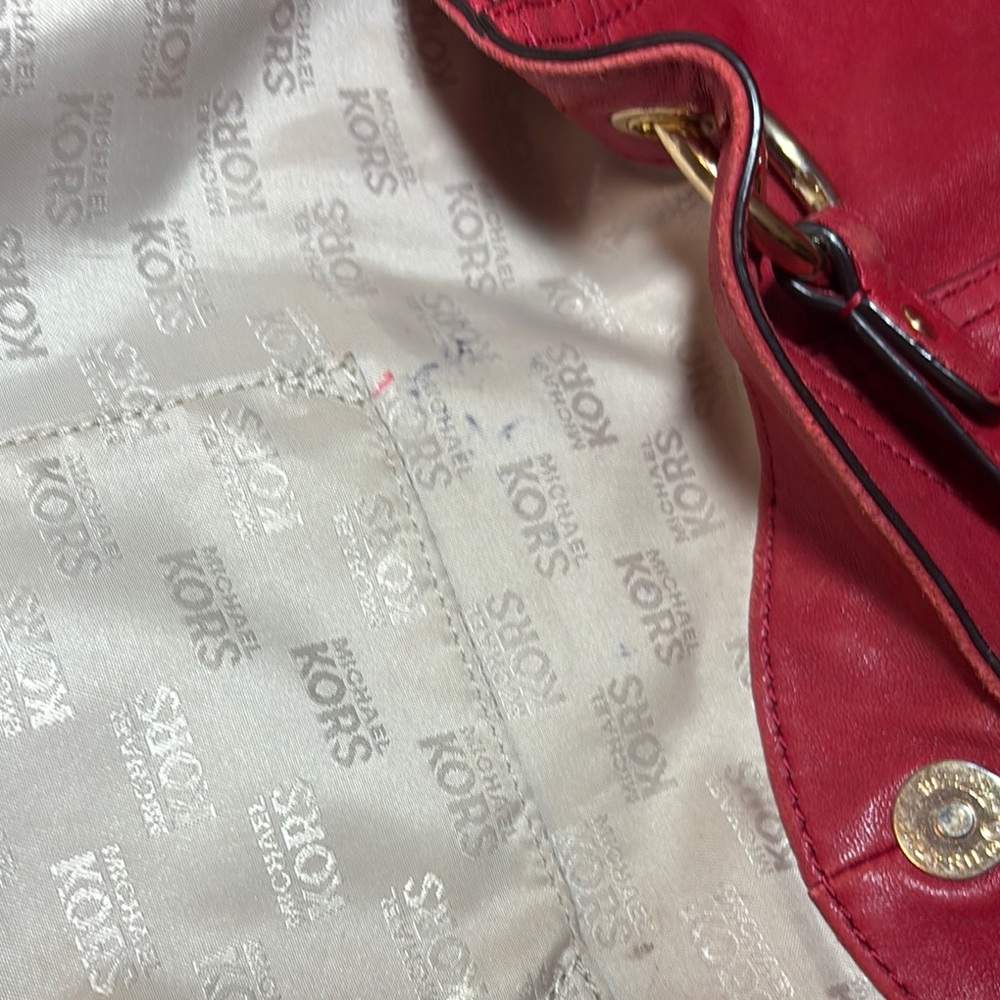 MICHAEL Michael Kors Red Leather Hobo Shoulder Bag - Picture 12 of 15